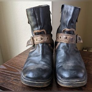 Bed Stu Distressed Moto Black Brown Boots Shoes